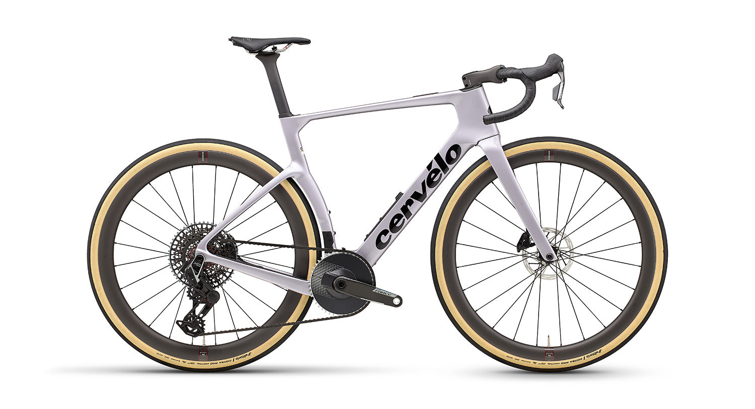 Cervelo Aspero-5 SRAM Force AXS 1 Gravel Bike in white with bold branding, designed for top-tier gravel performance and aerodynamics.
