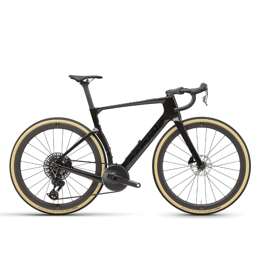 Cervélo Áspero-5 Shimano GRX Di2 gravel bike in Five Black, drive-side profile with 1x GRX drivetrain and Reserve carbon wheels.