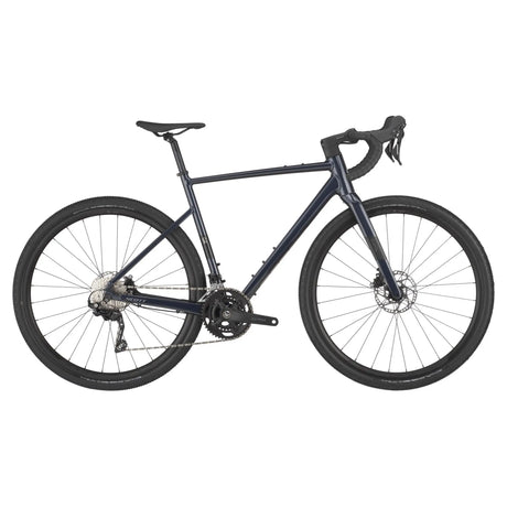 Scott Speedster Gravel 30 in dark blue with an alloy frame, carbon fork, and Shimano GRX groupset for smooth gravel riding performance.