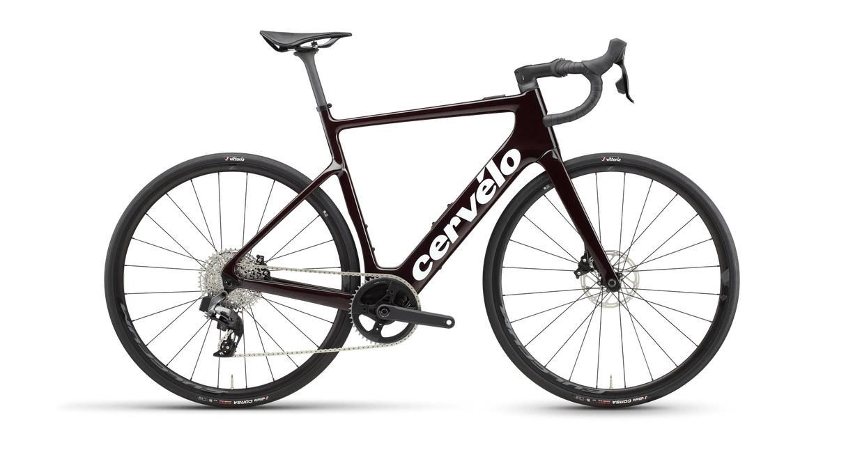 Cervélo Rouvida Rival XPLR AXS 1 Road E-Bike with sleek aerodynamic frame, drop handlebars, and high-performance drivetrain for ultimate cycling experience.
