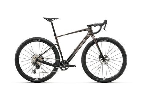 Argon 18 Dark Matter GRX RX822 (1x) Gravel Bike in matte black with drop handlebars and DT Swiss wheels, ideal for rugged terrain cycling.