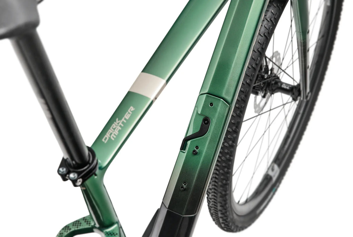 Side view of the downtube and bottle cage mounts on the Argon 18 Dark Matter GRX RX822 (1x) Gravel Bike, optimized for adventure cycling.