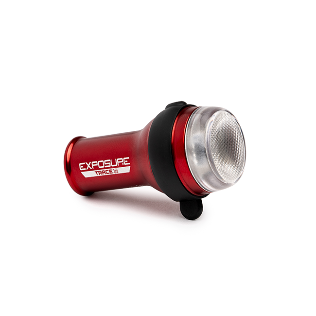 Exposure TraceR Mk4 rear light in red on a white background