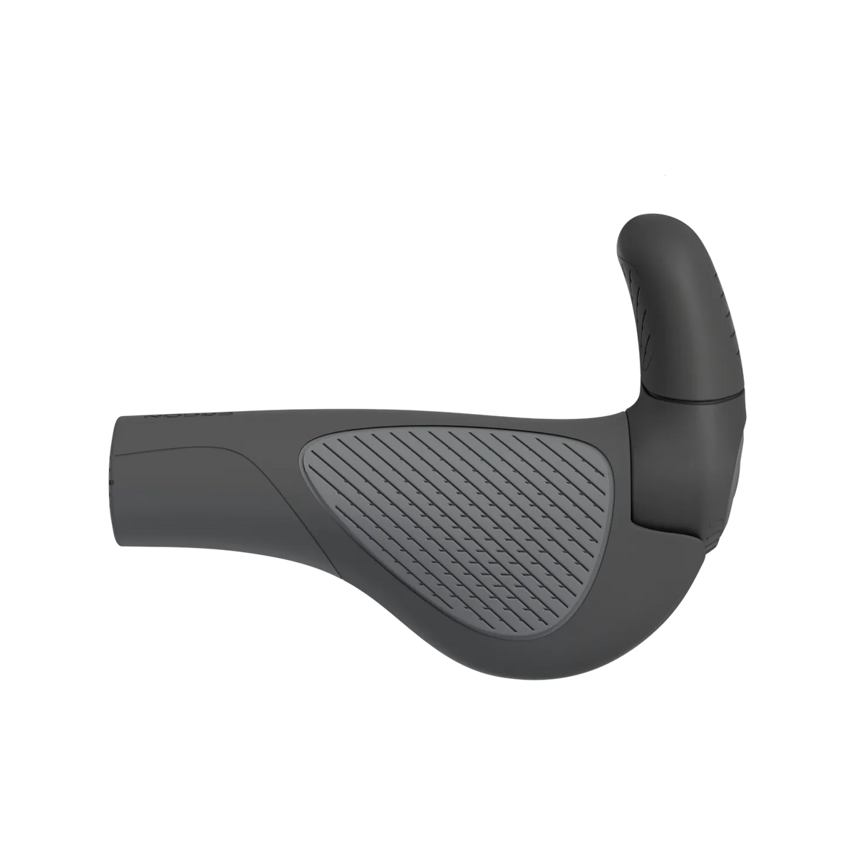 Side view of the Ergon GP2 Evo grip with the two finger bar end angled upwards