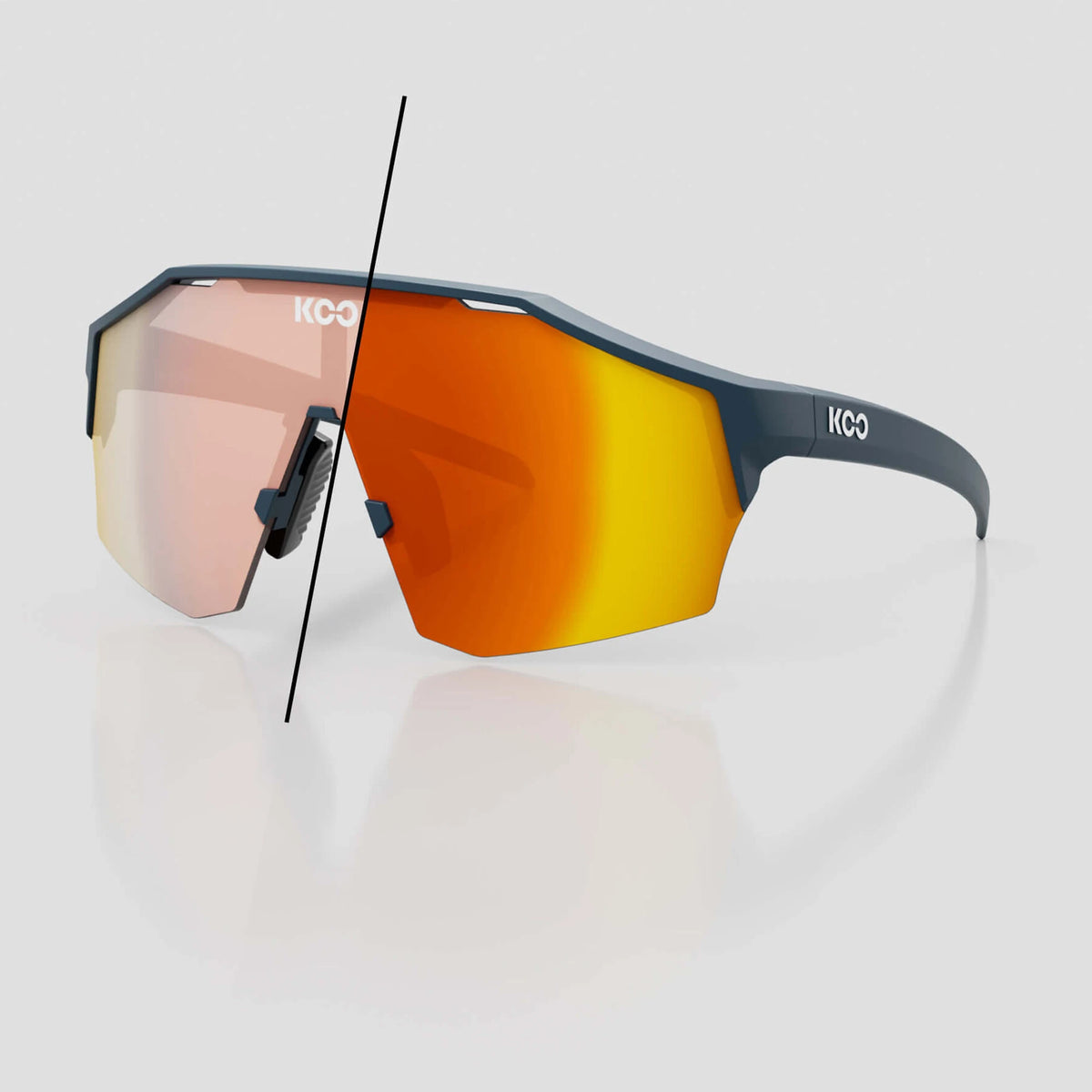 KOO Alibi cycling sunglasses – Dark Blue Matt frame with Photochromic Red Mirror lens