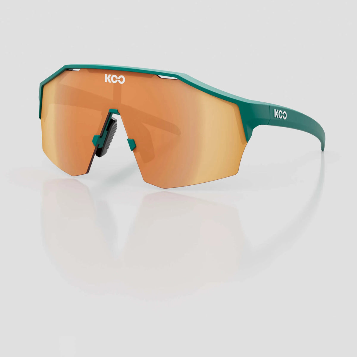 KOO Alibi cycling sunglasses – Persian Green Matt frame with Orange Mirror lens