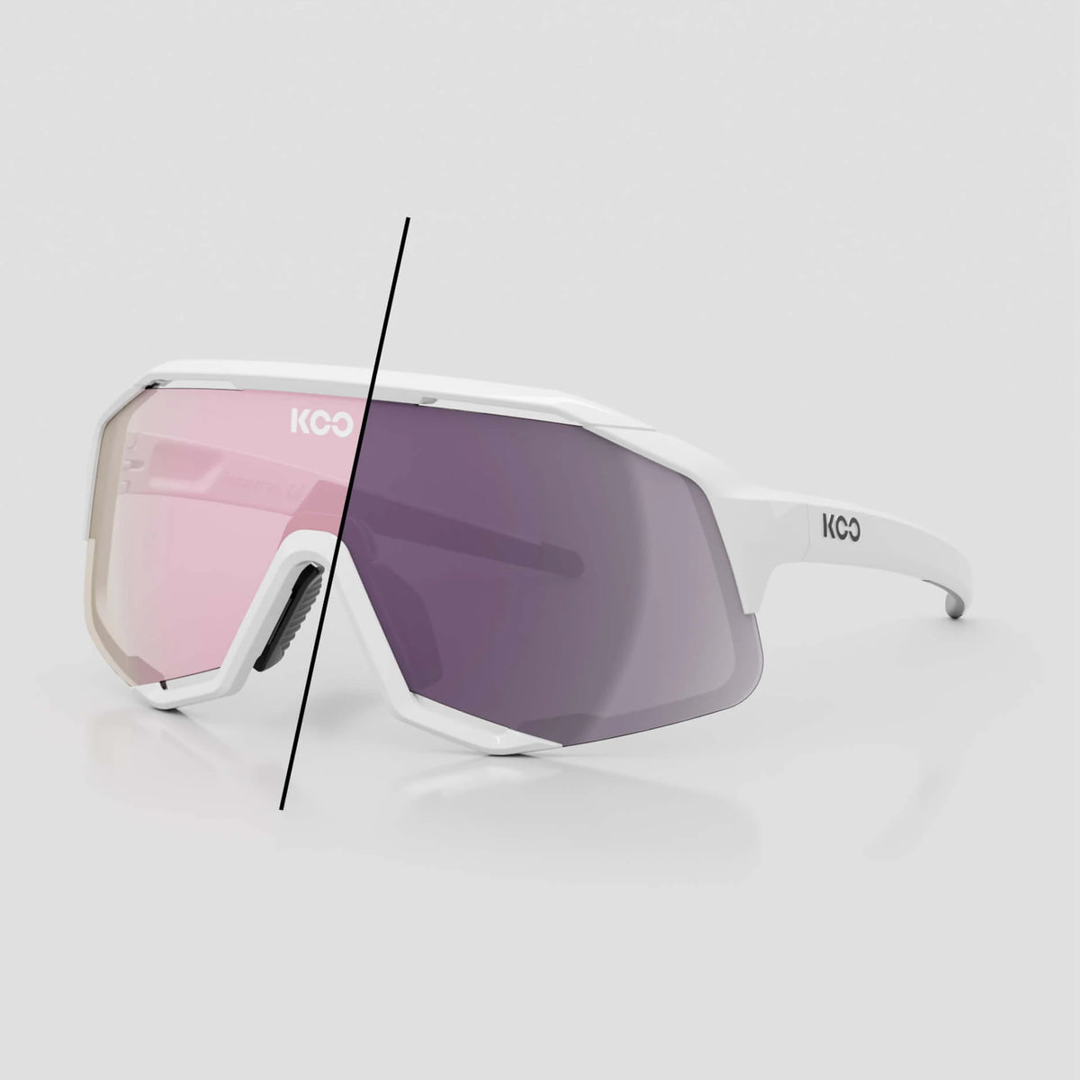 KOO Demos cycling sunglasses – White frame with Photochromic Pink lens