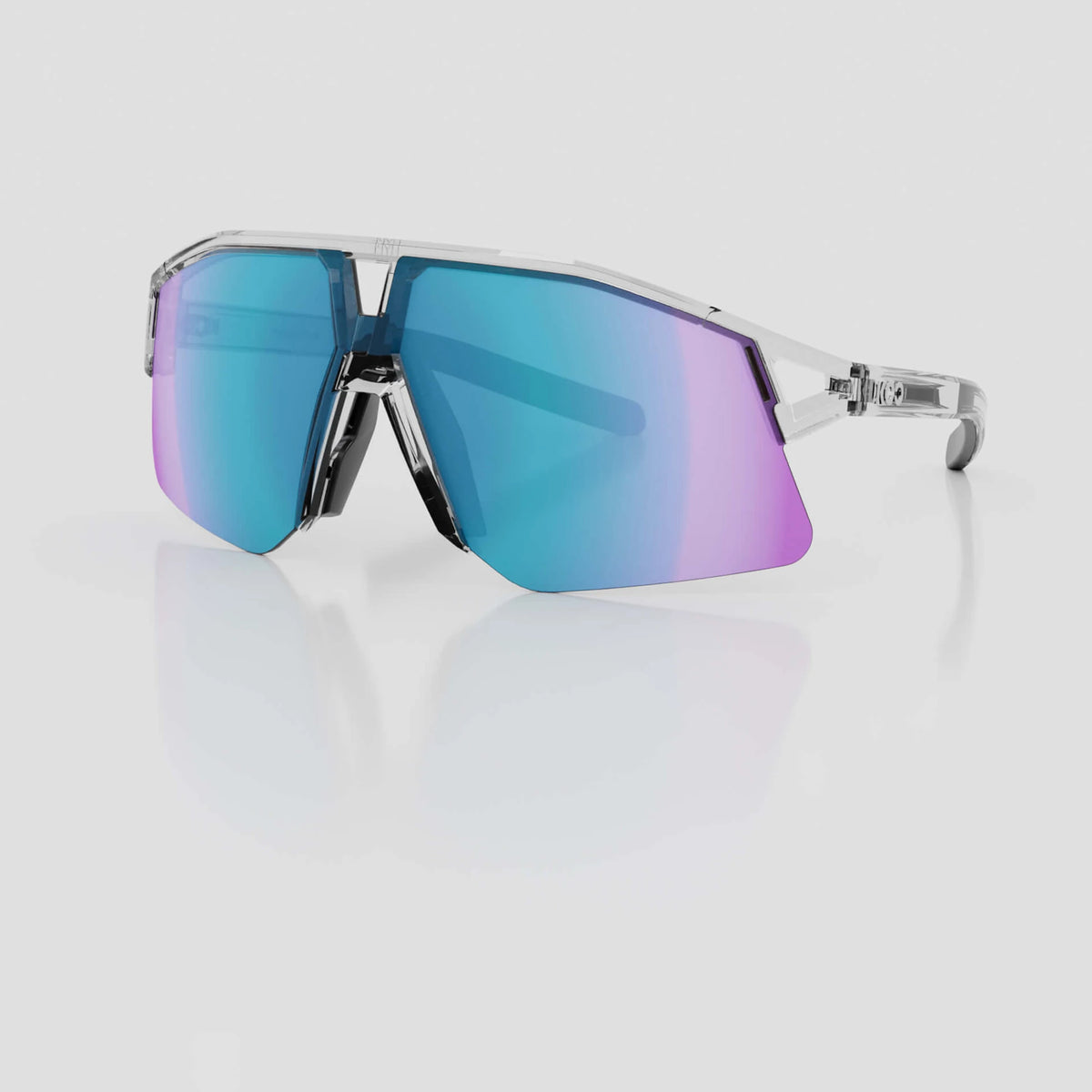 KOO Hype cycling sunglasses – Crystal frame with Turquoise Mirror lens