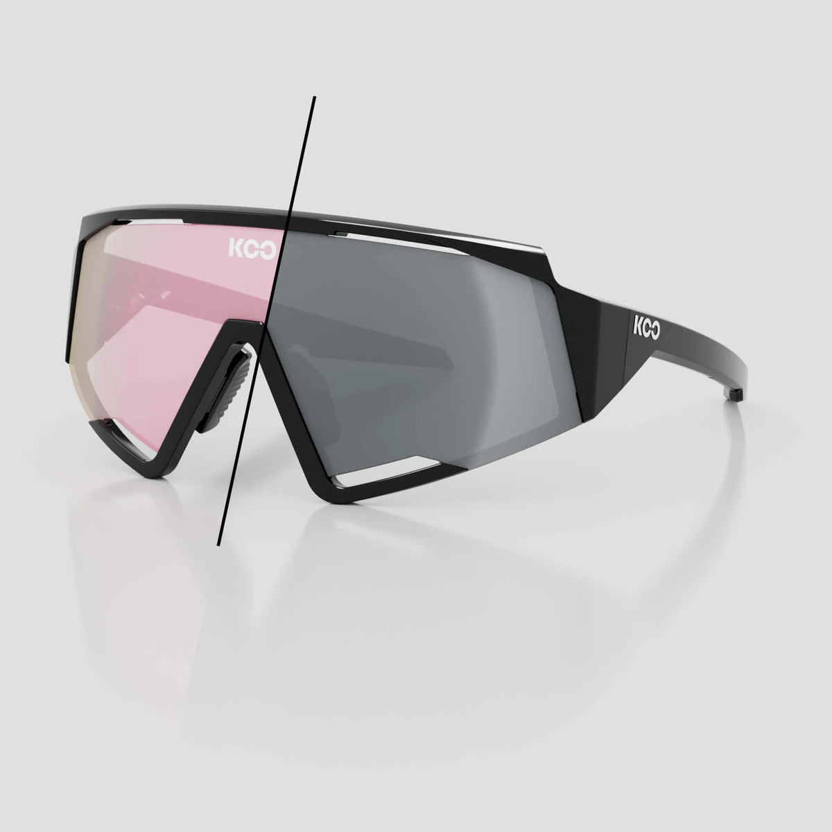 KOO Spectro cycling sunglasses – Black frame with Photochromic Pink lens