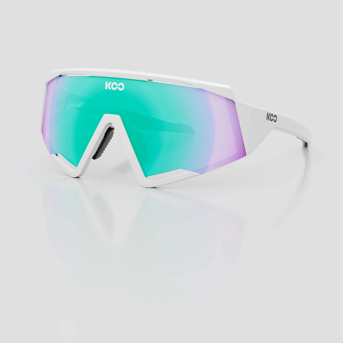 KOO Spectro cycling sunglasses – White frame with Green Mirror lens