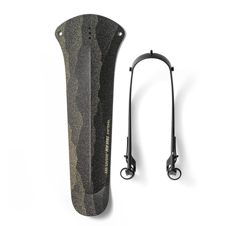 Ass Savers Win Wing Gravel 2 rear mudguard in a sleek black and gold speckled design for stylish gravel riding protection.