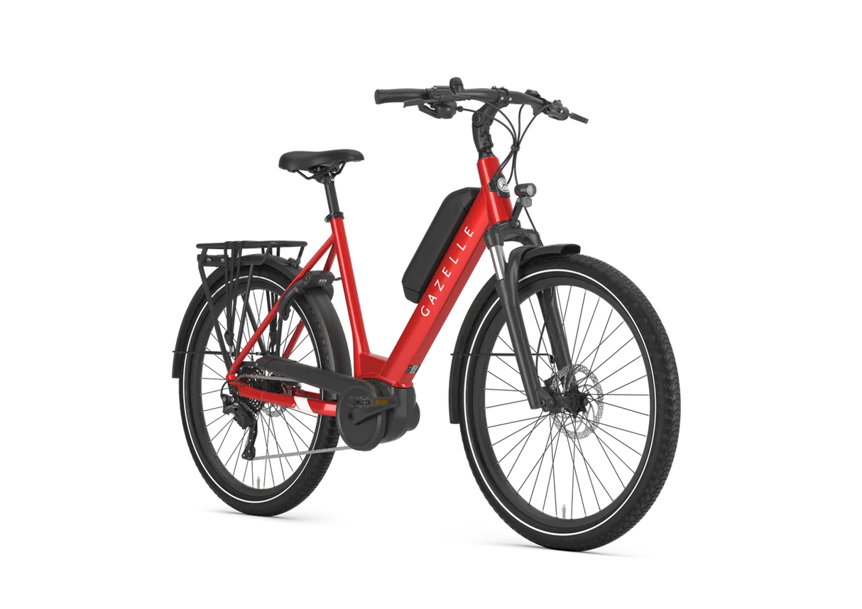 Red Gazelle Medeo T9 HMB Low Step E-Bike with low-step frame and electric assist, perfect for stylish and powerful everyday commuting.