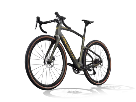 Carbon fiber bicycle with 'Pinarello' branding on a white background