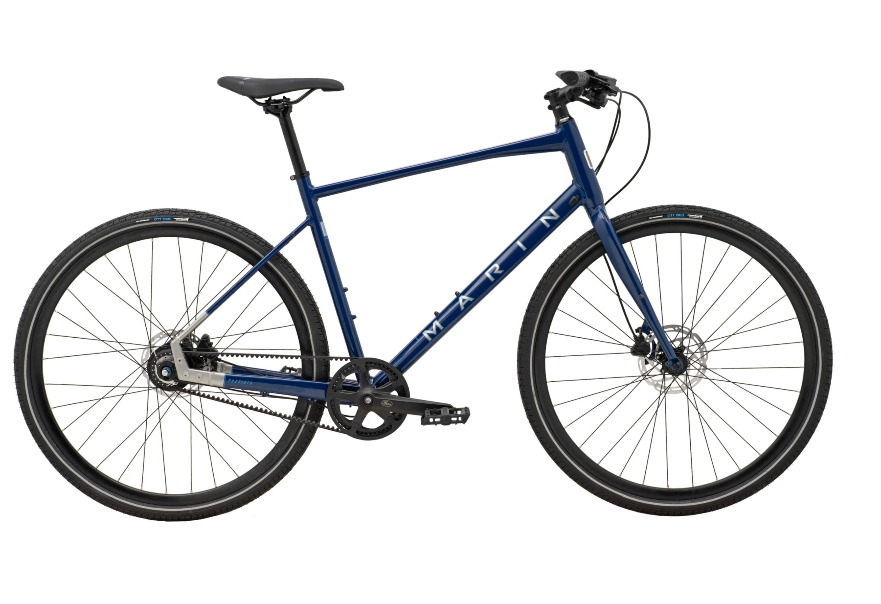 Blue bicycle on a white background