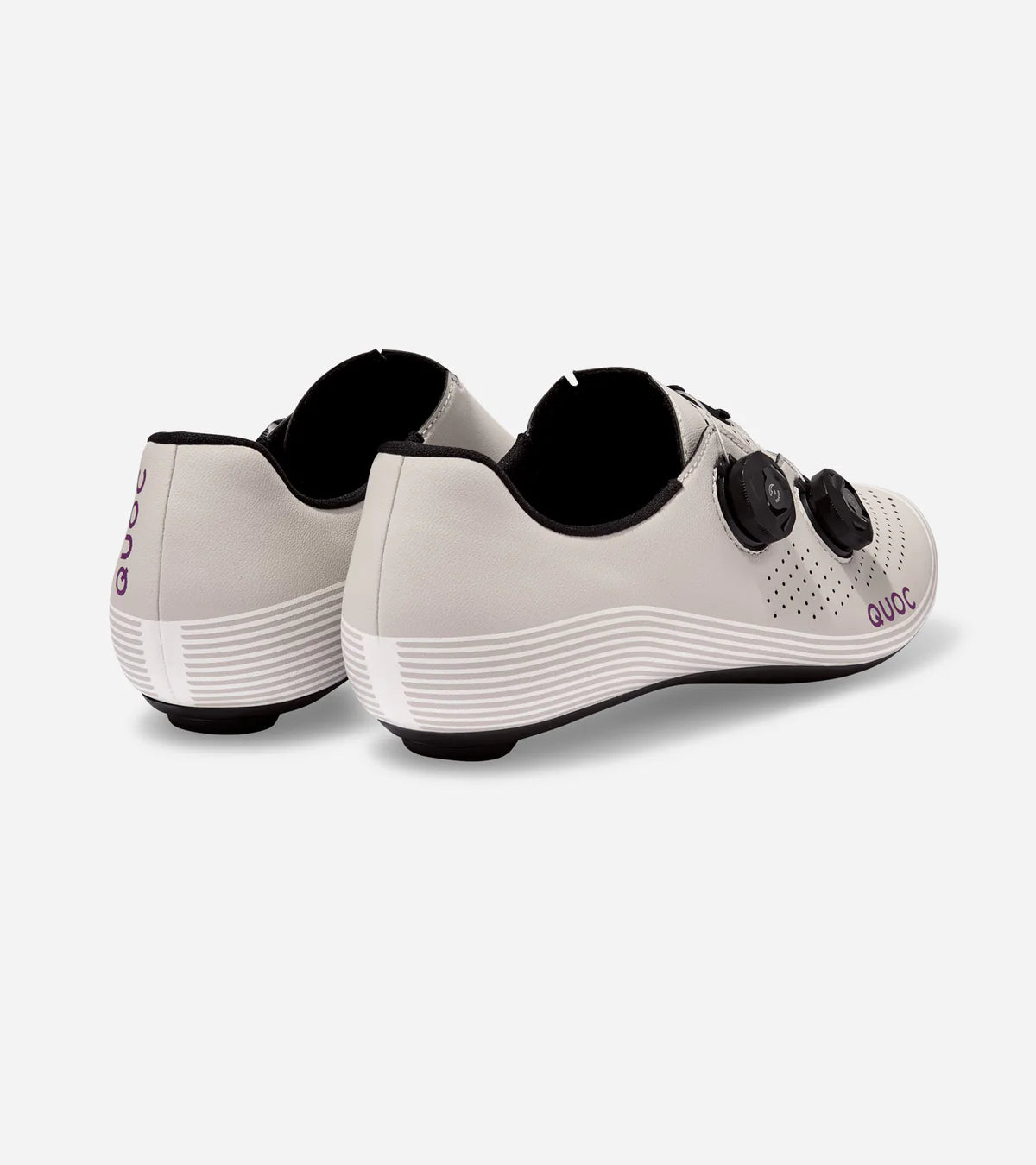 Rear view of off-white QUOC M3 Sport Road Shoes with subtle branding and contoured heel for secure cycling support.