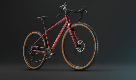 Angled view of the Whyte Verro Gravel Bike showcasing its aerodynamic frame and off-road ready geometry for performance cycling.
