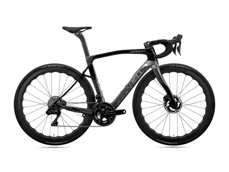 Pinarello Dogma X Endurance Road Bike in matte black and silver, designed for comfort and speed on long rides. Shop at Billy Bilsland Cycles.