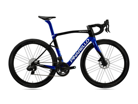 Pinarello Dogma X Endurance Road Bike in deep blue and black colorway, built for long-distance comfort and speed. Shop now at Billy Bilsland Cycles.