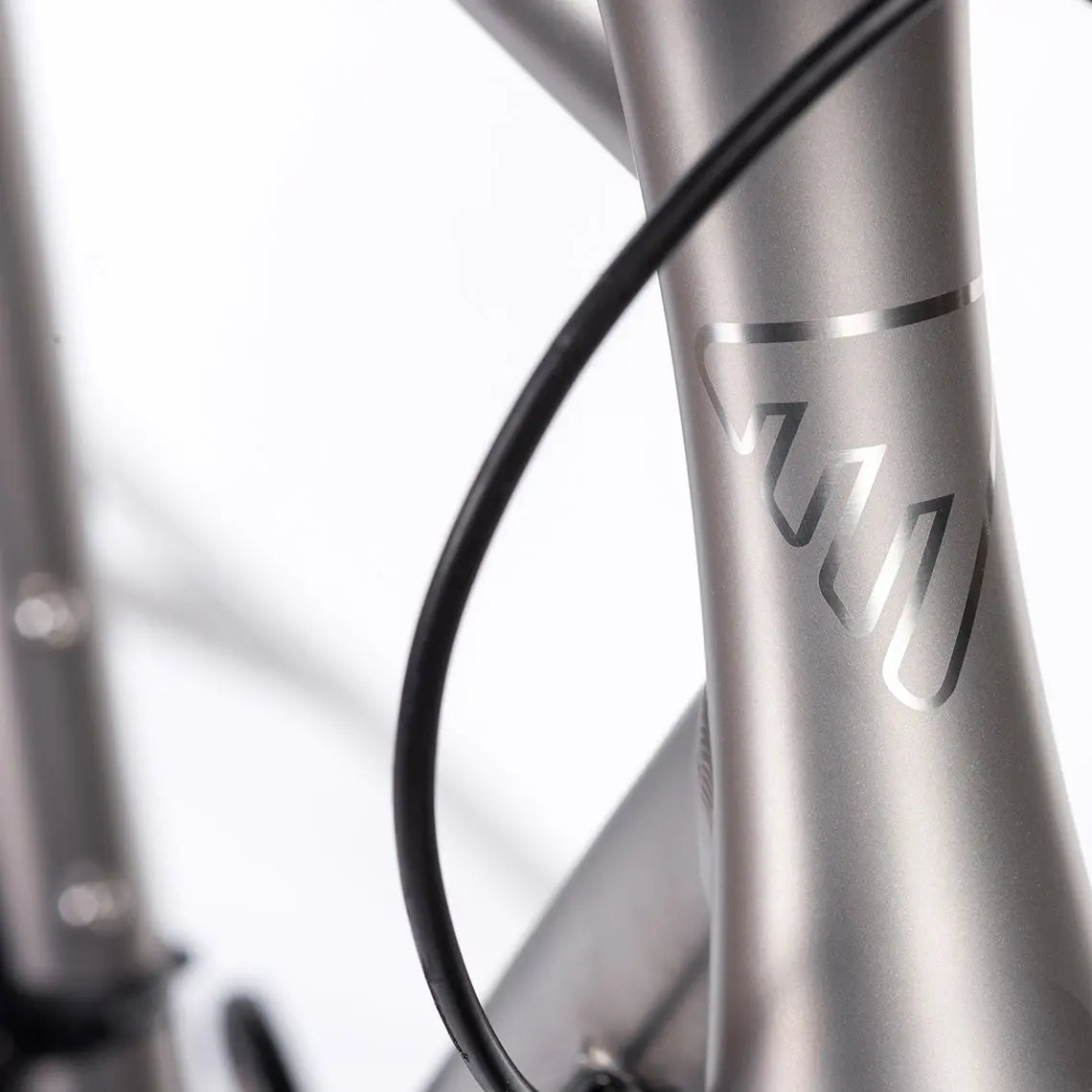 Close-up of Enigma Evoke Titanium frame detailing