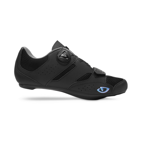 Giro Savix II Womens Road Cycling Shoe in black with BOA dial closure, designed for comfort and performance on long road rides.