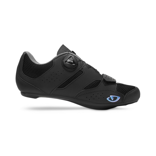 Giro Savix II Womens Road Cycling Shoe in black with BOA dial closure, designed for comfort and performance on long road rides.