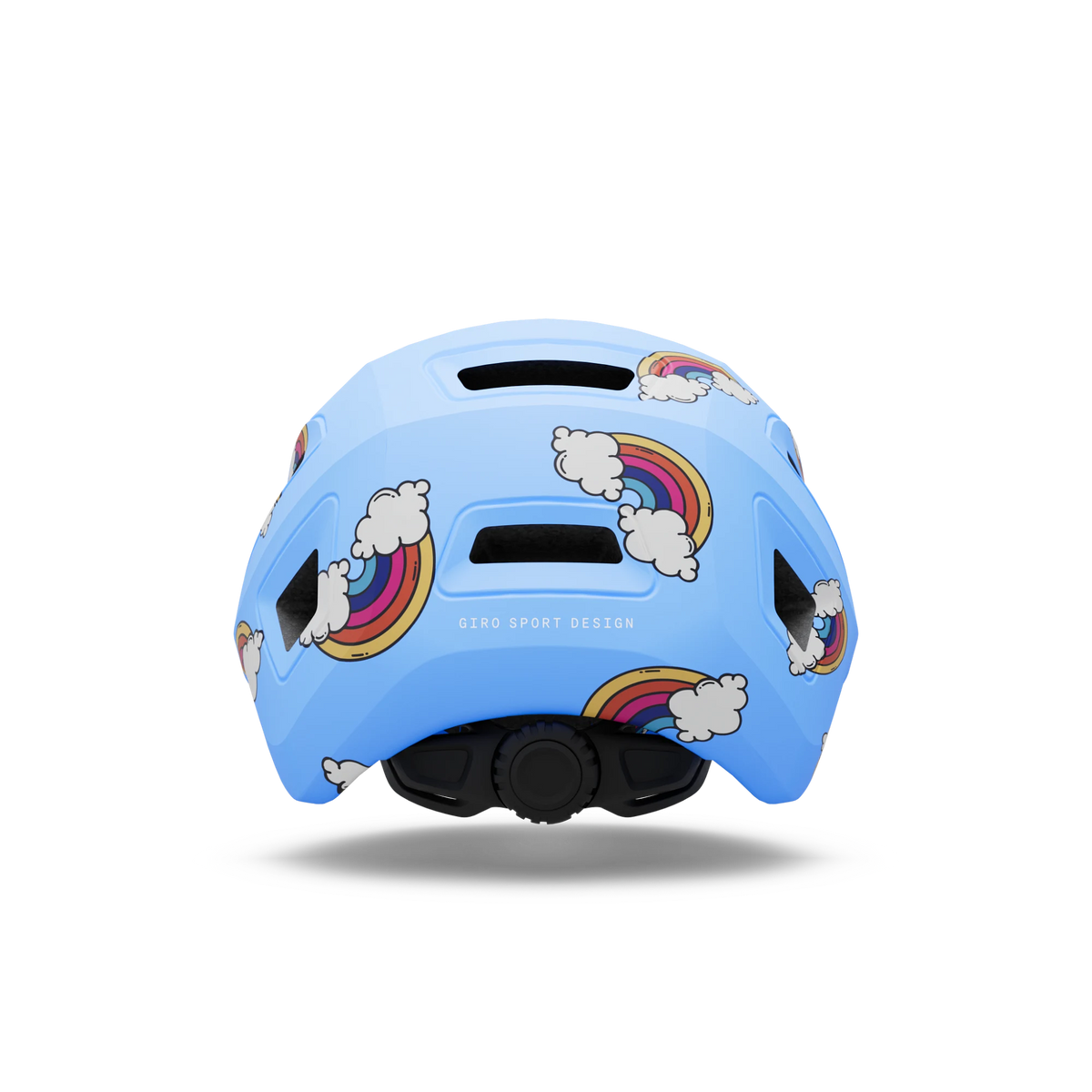 Giro Scamp II youth helmet in Multi Color, rear view showing the fit system dial