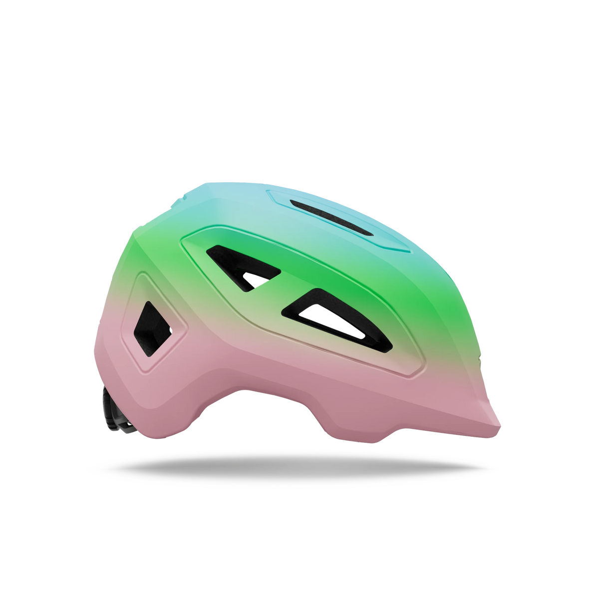 Giro Scamp II youth helmet in Pink/Green, profile view facing right