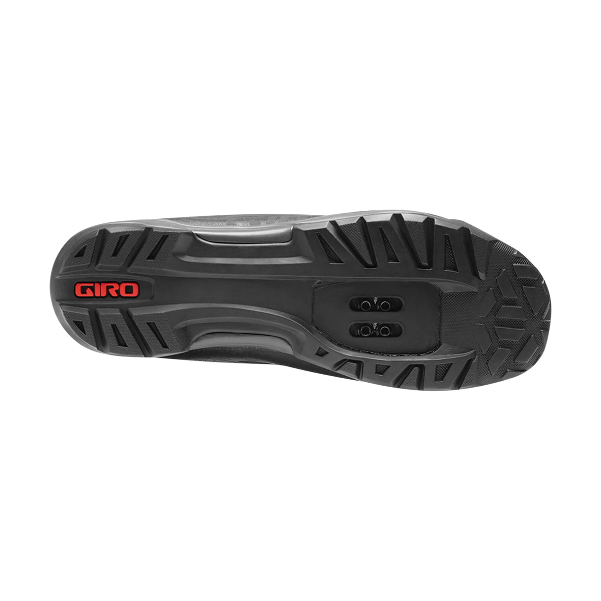 Outsole view of Giro Ventana Fastlace MTB Cycling Shoe featuring aggressive tread and 2-bolt cleat compatibility for mountain biking traction.