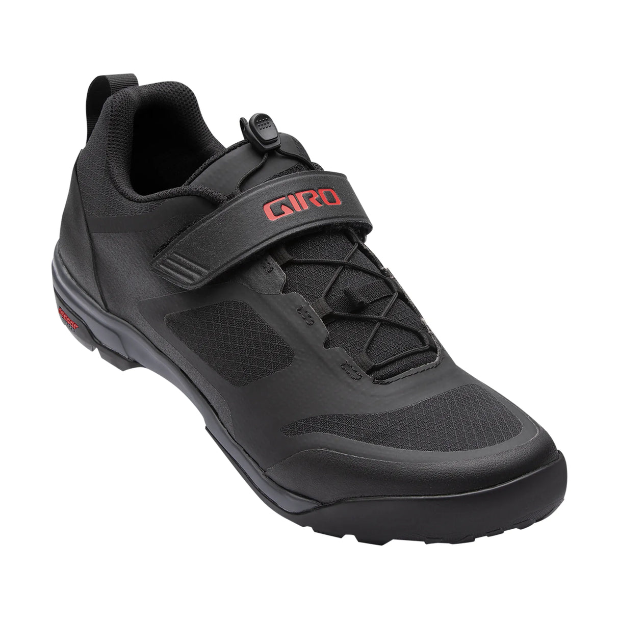 Front angle of Giro Ventana Fastlace MTB Cycling Shoe showing Fastlace system and Velcro strap for enhanced comfort and quick adjustments.