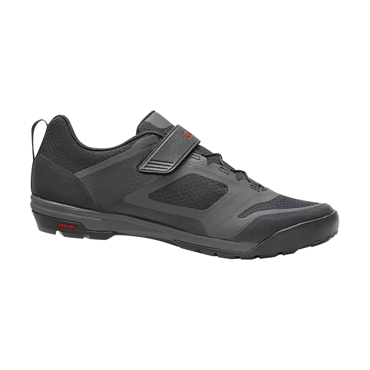 Giro Ventana Fastlace MTB Cycling Shoe in black side profile, designed for rugged trail riding with durable construction and secure fit.