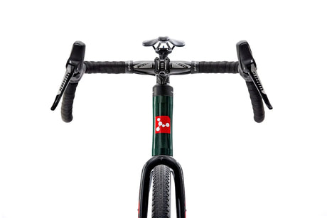 Front view of the Argon 18 Grey Matter Apex XPLR AXS Gravel Bike cockpit, showing dual brake levers and ergonomic handlebar setup.