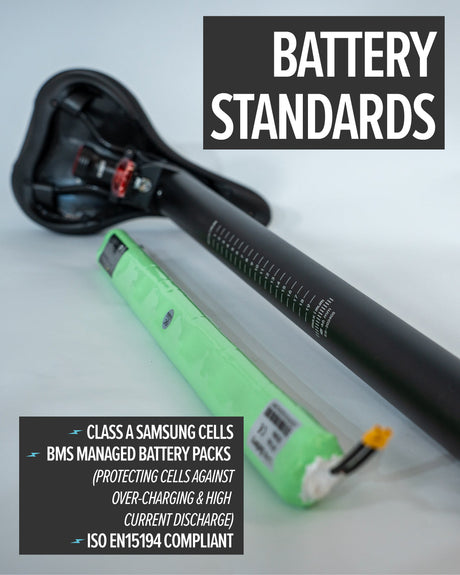 estarli E20.7 Comfort Hybrid E-Bike battery with Samsung cells and BMS, ensuring safety and performance in electric cycling.