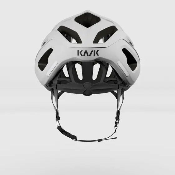 Kask Mojito3 road helmet in white, front view on a grey background
