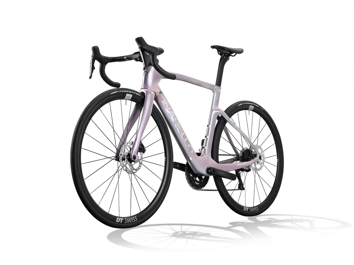 Pink road bicycle on a white background