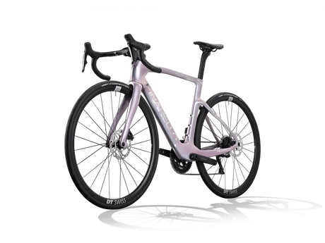 Pink road bicycle on a white background