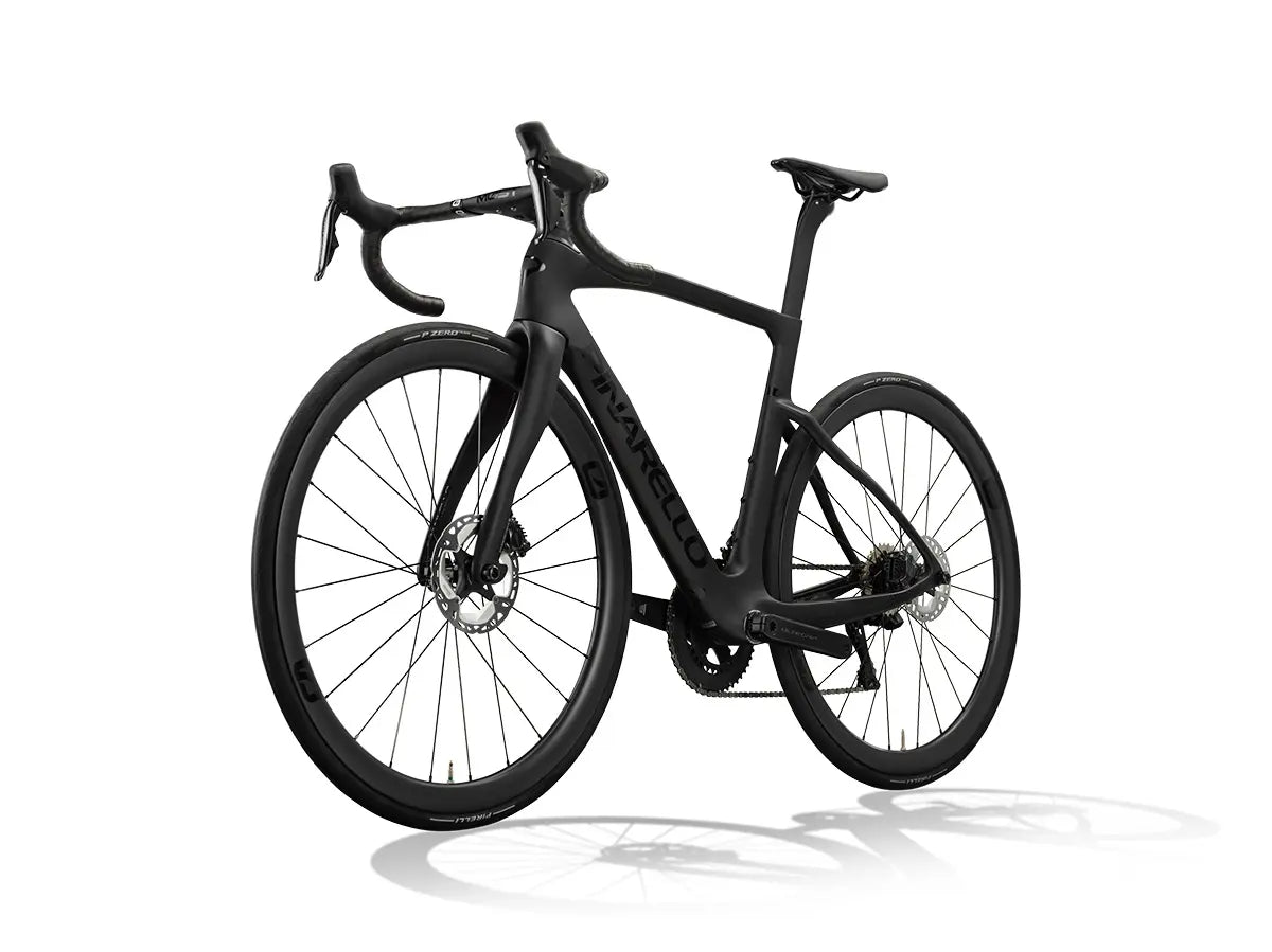 Pinarello F7 Ultegra Di2 road bike in matte black, featuring a lightweight carbon frame, Shimano Ultegra Di2, and disc brakes.