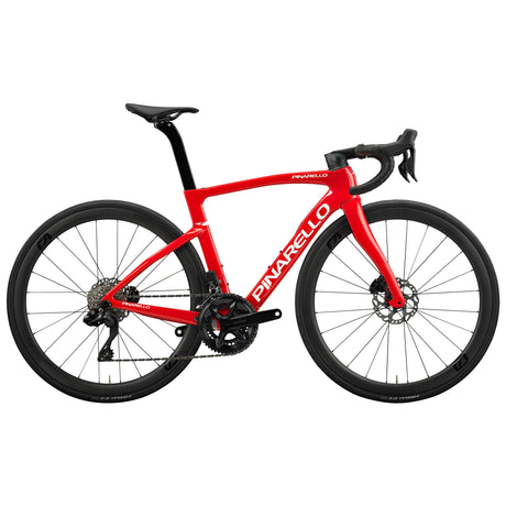 Pinarello F5 105 Di2 Road Bike in Furious Red with aerodynamic carbon frame and disc brakes, designed for high-performance road cycling.