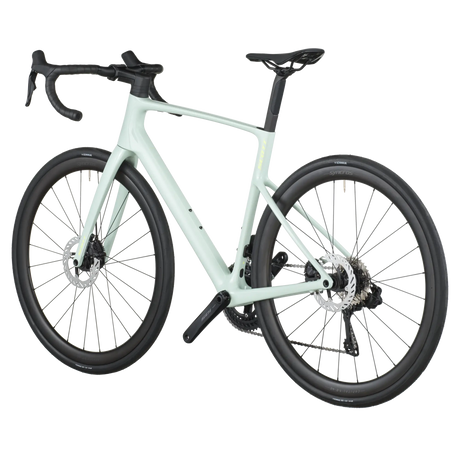 Light blue bicycle on a white background