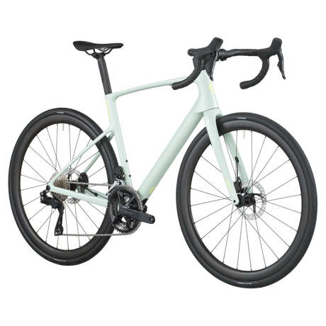 Light blue bicycle on a white background