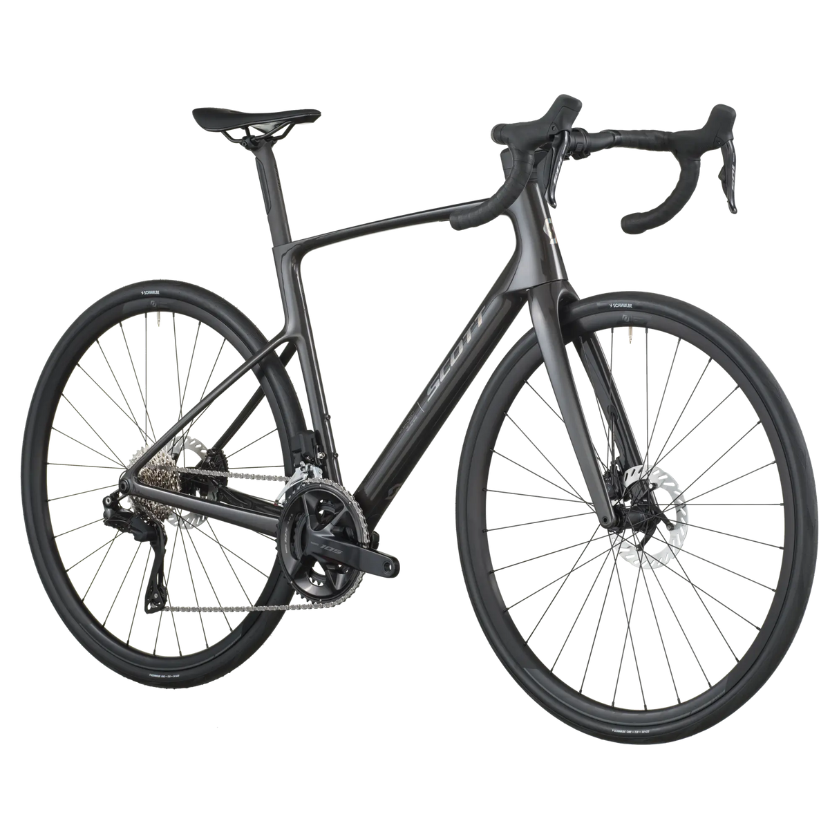 Black bicycle on a white background