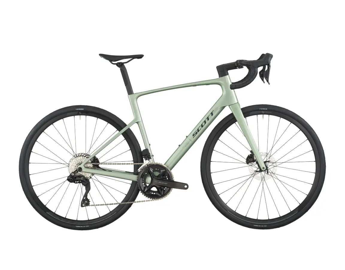 Green bicycle on a white background