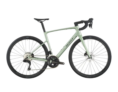 Green bicycle on a white background