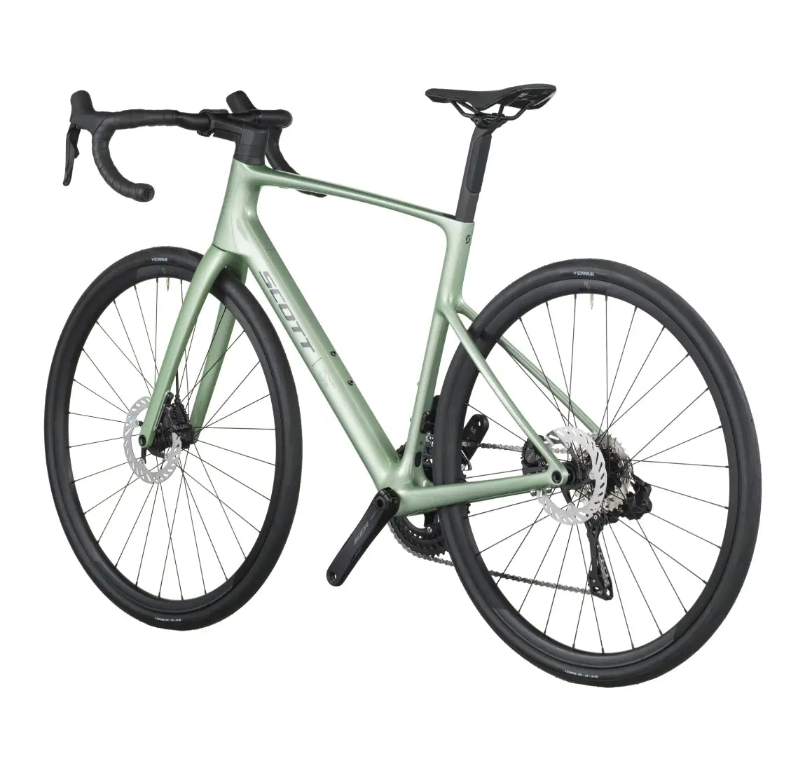 Green bicycle on a white background