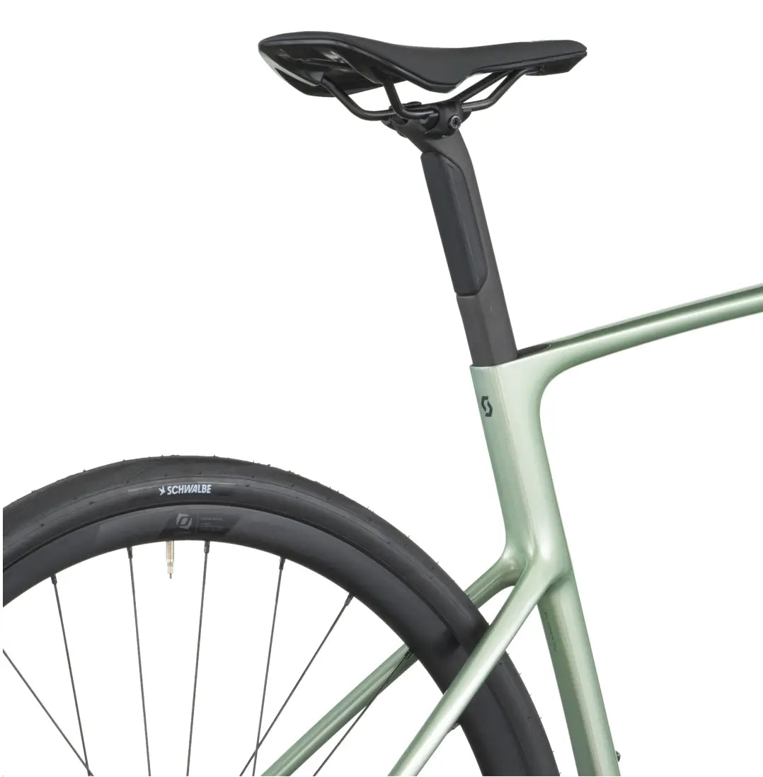 Close-up of a bicycle seat and frame on a white background