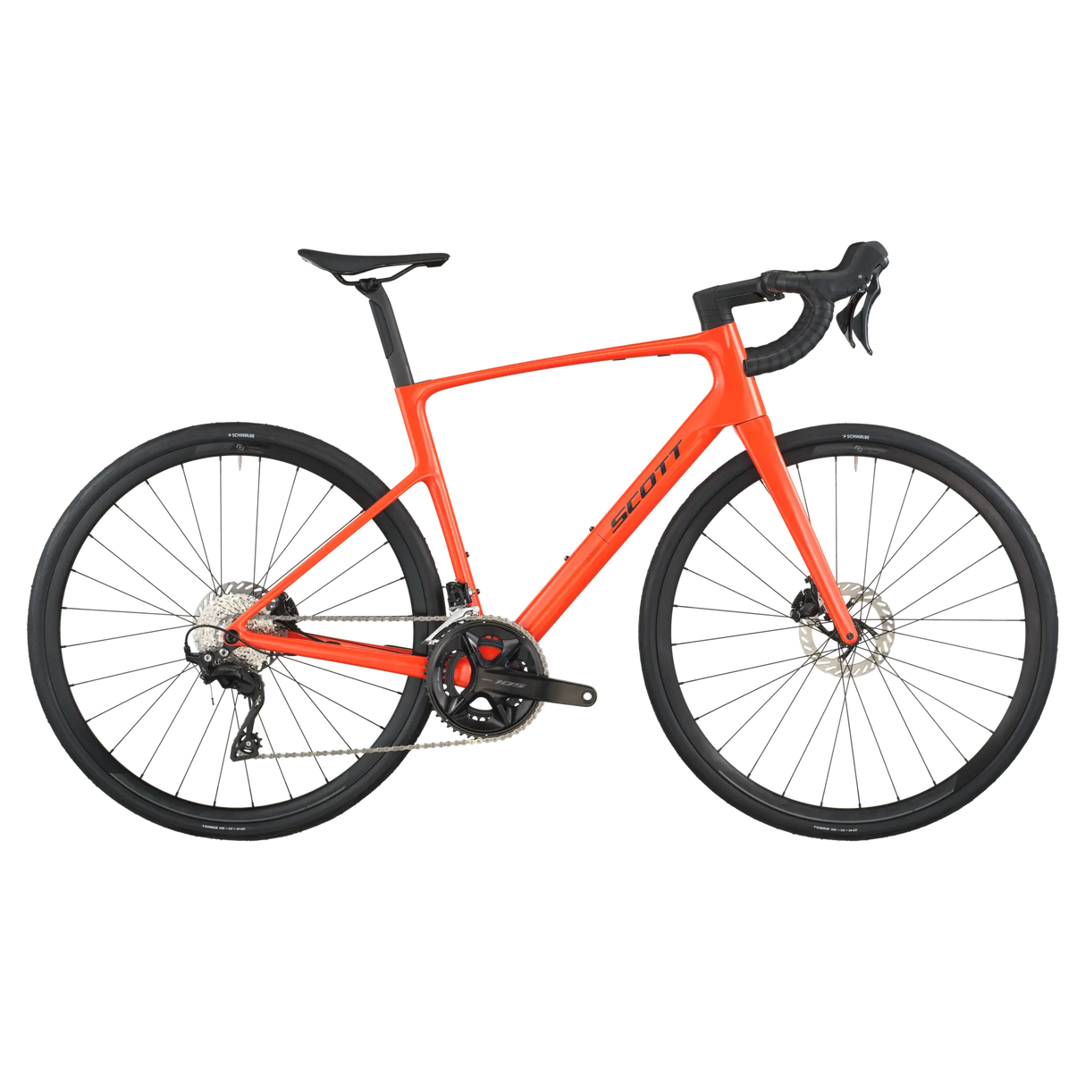 Orange bicycle on a white background