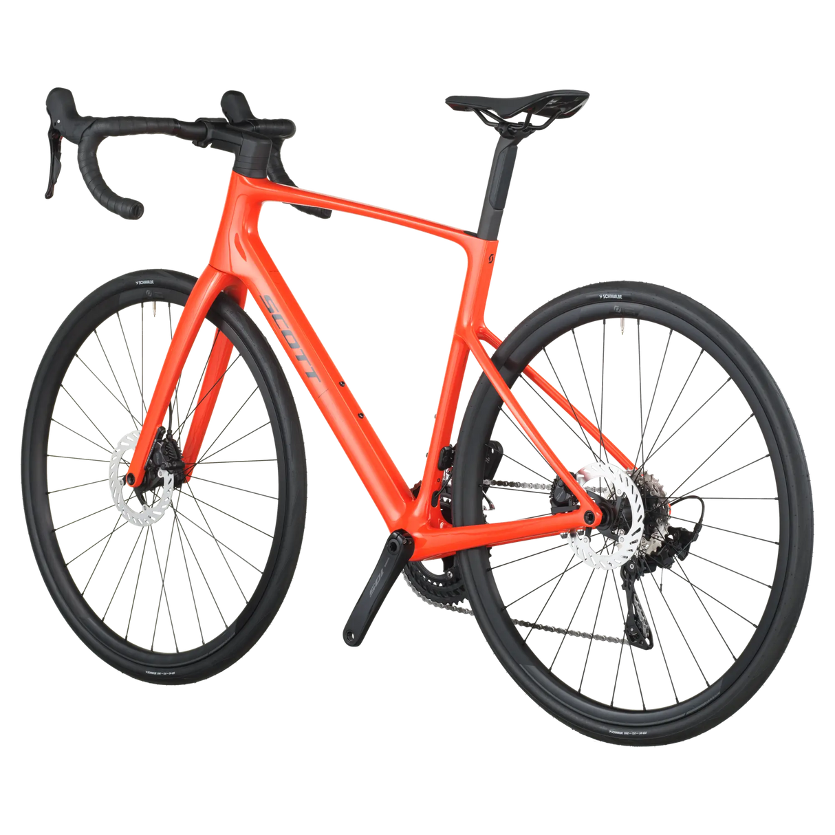 Orange bicycle on a white background
