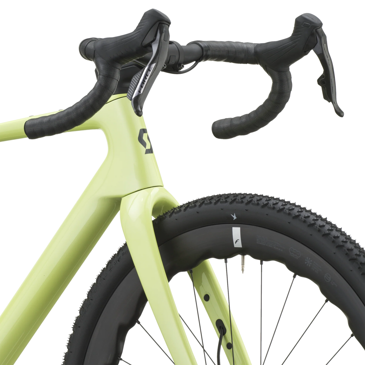 Scott Addict Gravel 20 2027 in mojito green, cockpit and brake hoods