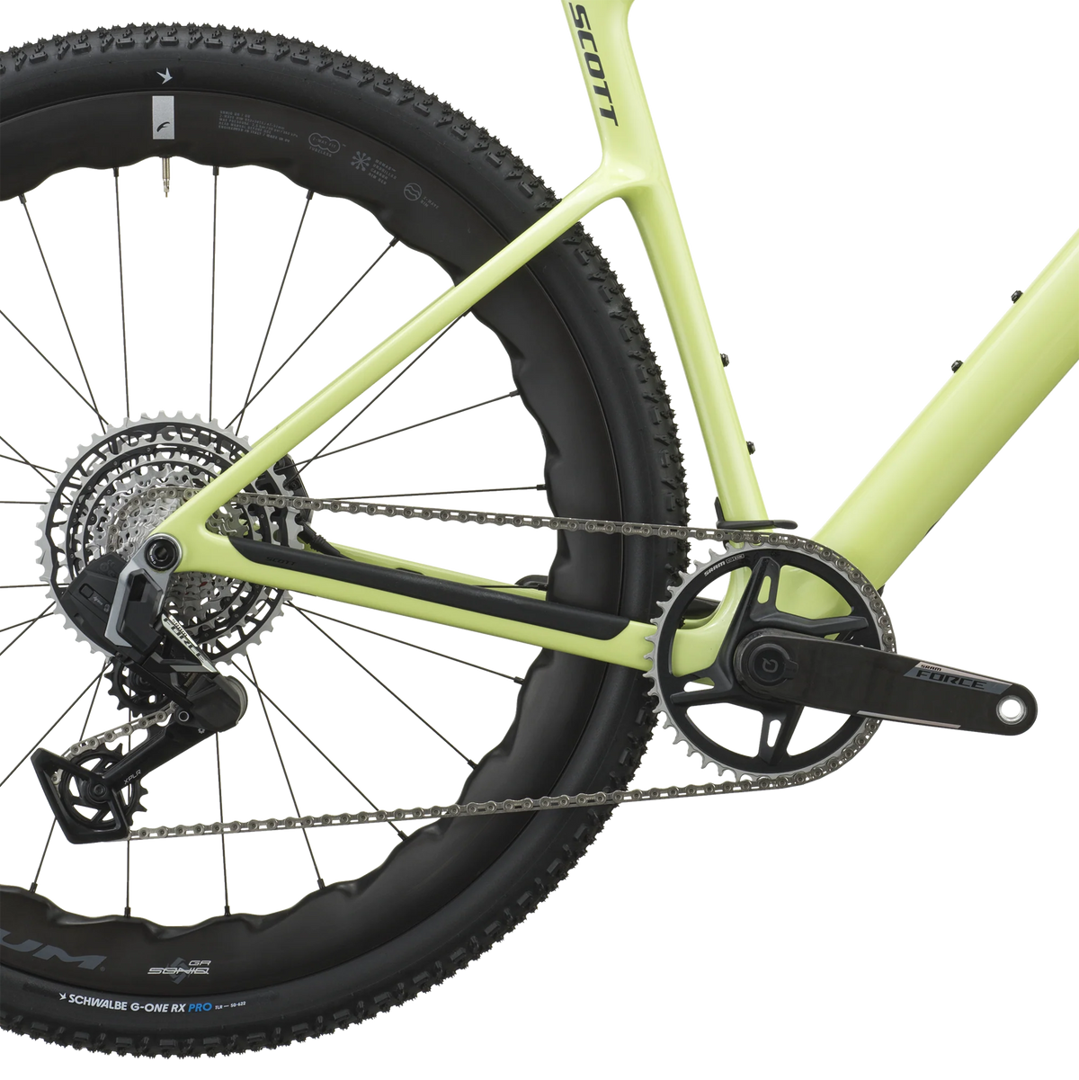Scott Addict Gravel 20 2027 in mojito green, SRAM Force XPLR cassette and rear derailleur