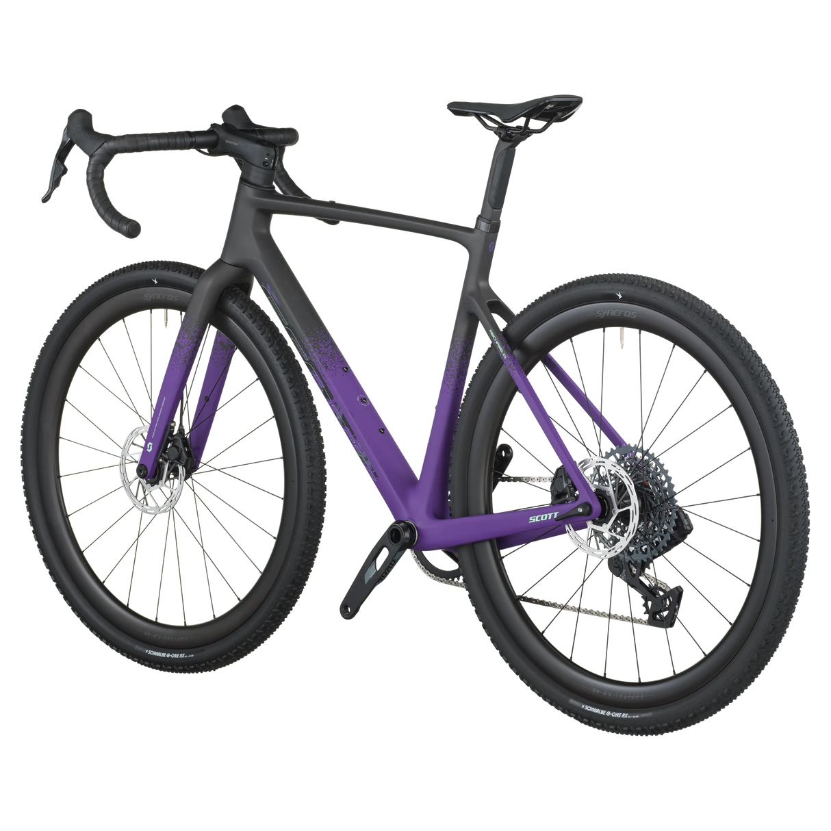 White bicycle with black components on a white background