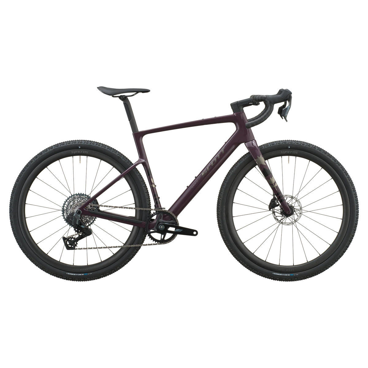 Scott Addict Gravel 30 2027 in mulberry purple, drive-side profile